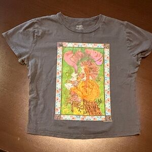 Pink Floyd Black Crop Top Tee with Colorful Retro Graphic